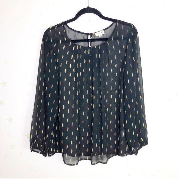 Maison Jules Tops - Maison Jules black & gold sheer blouse